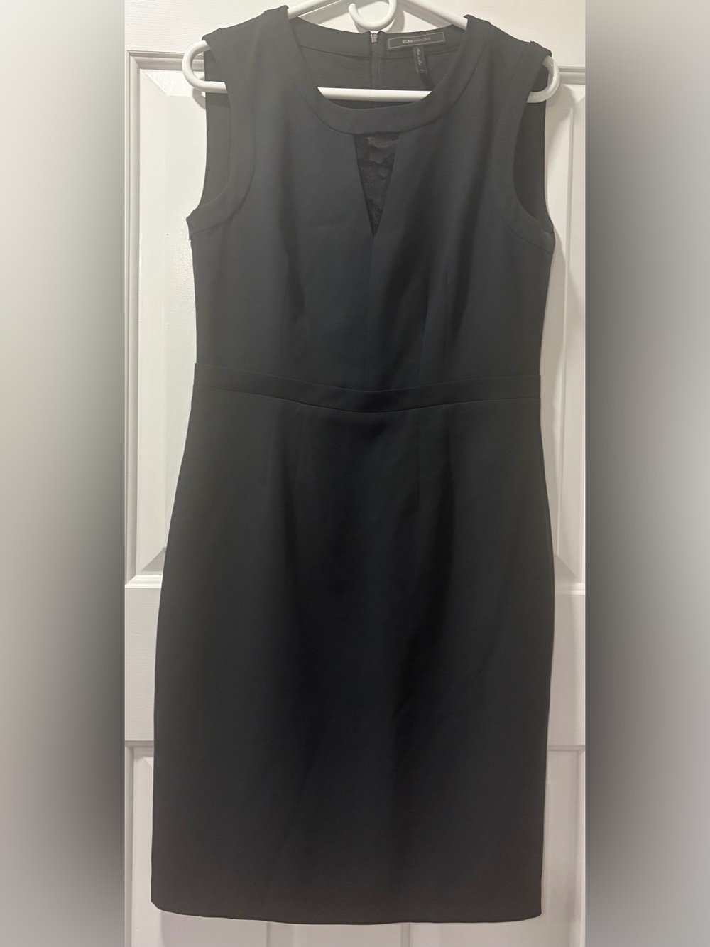 BCBGMaxAzria Black Cocktail Sheath Dress with Lace Mesh Keyhole Detailing - 10 - Picture 1 of 9